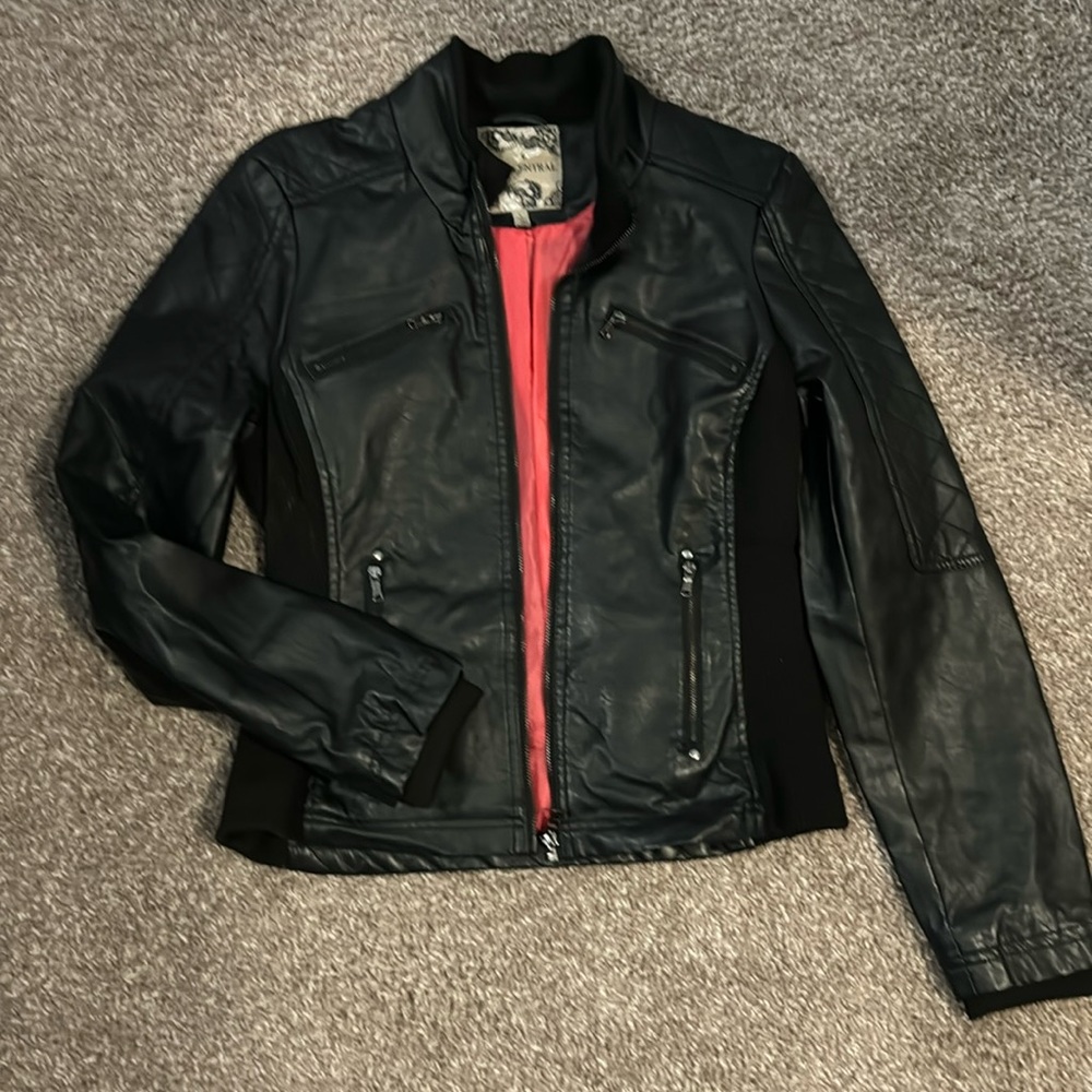 Faux black leather jacket